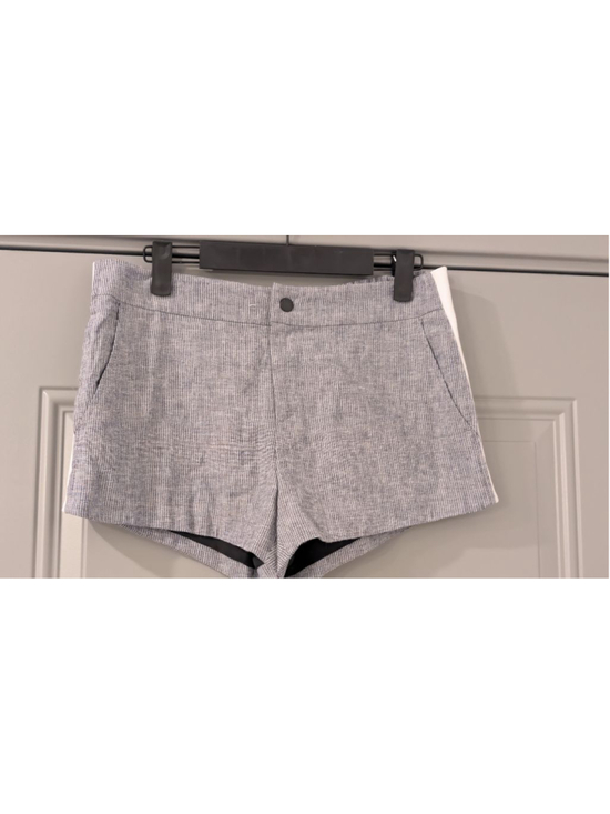 rag & bone Pants - Rag & Bone Blue White Striped Linen Blend Leather Trim Shorts Size 2